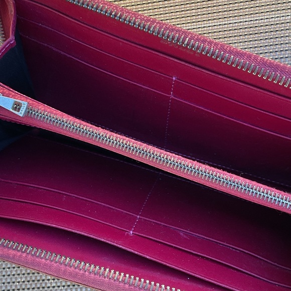 Bally Red Embossed Zip Wallet - Picture 10 of 15